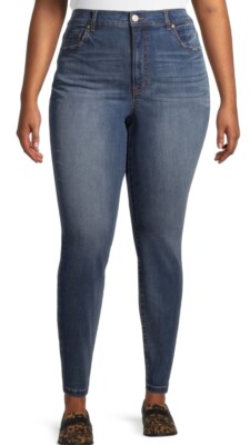 Women's 18W Petite Skinny Fit Medium Wash Jeans Terra & Sky High Rise Tum Cntrl