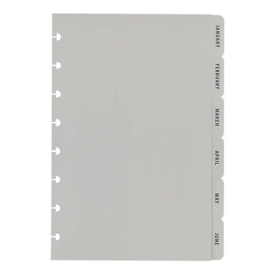 TUL Discbound Monthly Tab Dividers, JUNIOR Size, Gray, January to December