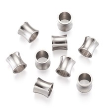 100pcs Column 304 Stainless Steel Large Hole Beads Metal Spacer Beads Charms 8mm