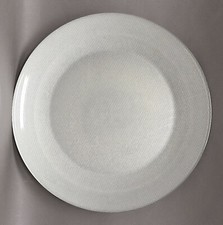 Charger Plates Glass Honey Comb Silver 13" Diameter Set of 6