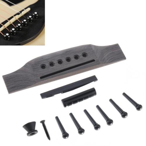 1 Set Wood Acoustic Guitar Bridge + Bridge Pins/Saddle/Nut Saddle Guitar - Picture 1 of 8