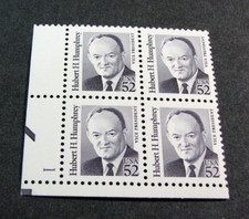 US Stamp Plate Block Scott# 2189 Hubert Humphrey 1991 MNH Dull H305