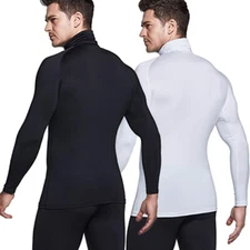 Men's Thermal Long Sleeve Compression Shirts Turtleneck Winter Base Layer Top US