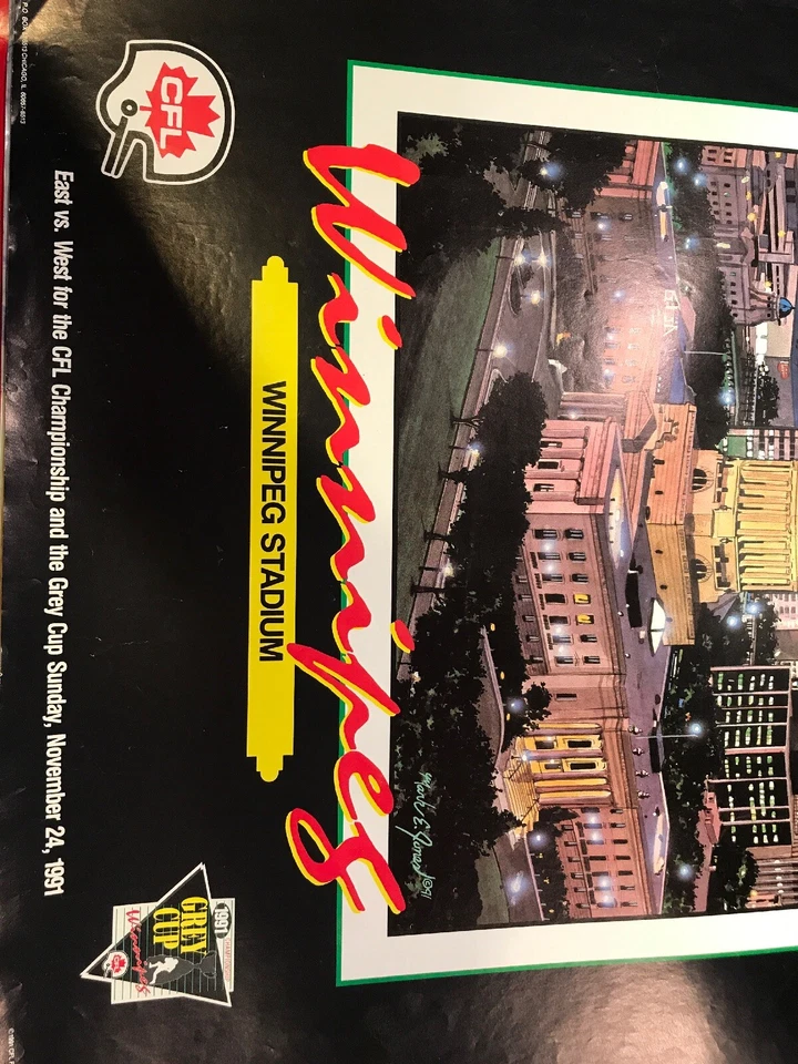 Póster RARO Winnipeg - 1991 Grey Cup Champions CFL P1 Foto 4 de 4