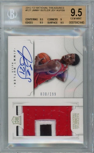 2012-13 National Treasures Jimmy Butler Rc Rookie Patch Auto RPA /199 BGS 9.5/10