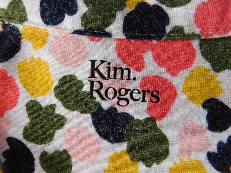 Blusa Kim Rogers Mujer 2X Plus Rosa Jersey Elástico Cuello en V Multicolor Costera Foto 4 de 4