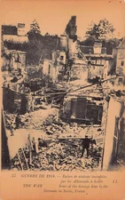 WWI Senlis France German Army Military Attack Ruins Disaster Vtg Postcard A37