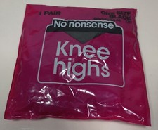No Nonsense Knee Highs Sandalfoot J70 Nylons / Pantyhose 1 Pair Wide Band Black.