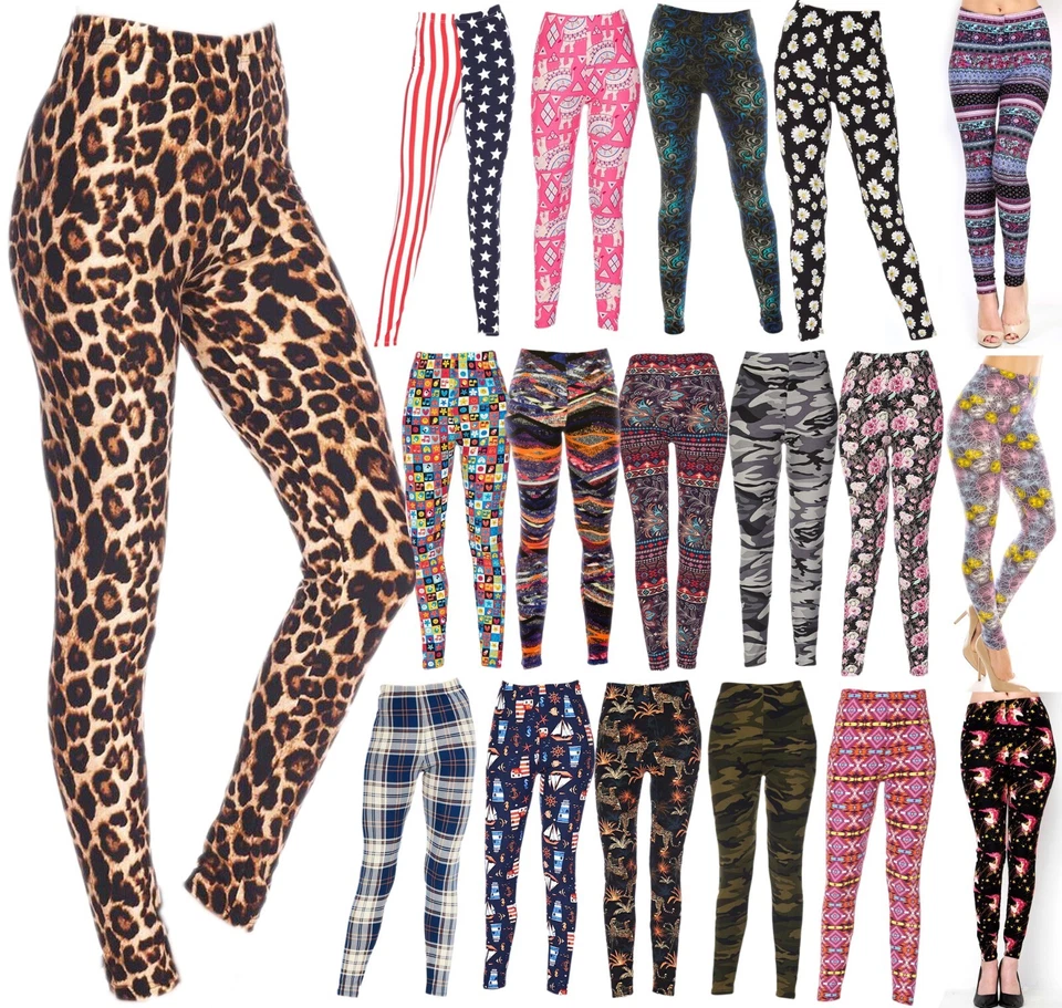 Leggings suaves cepillados estampados para mujer talla regular/grande Foto 4 de 4