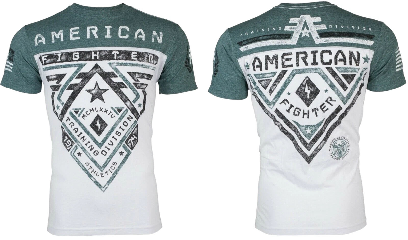 AMERICAN FIGHTER Crossroads White Green Eye Athletic Mens T shirt XL 3XL NWT