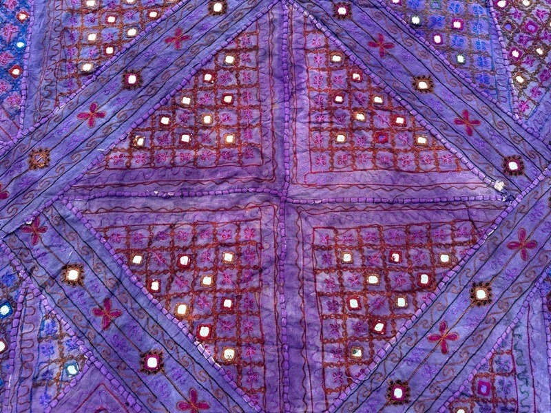 Colcha antigua hecha a mano colorida retazos artesanal espejo ropa de cama 235x217 cm Foto 4 de 4