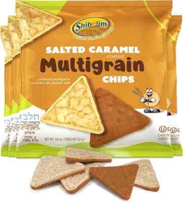 Shibolim Salted Caramel Chocolate Covered Multigrain Rice Chips (Pack of 4)