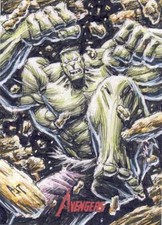 2012 Marvel Greatest Heroes Avengers sketch card Tan Hulk auto