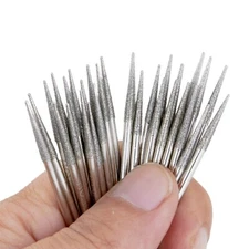 30Pcs 2.3mm Tapered Point Diamond Grinding Bits Cone Rotary Burrs Lapidary Tools