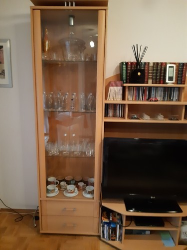 Wohnzimmer Schrankwand gebraucht, helle Buche Nachbildung, 250 cm - Bild 3 von 6