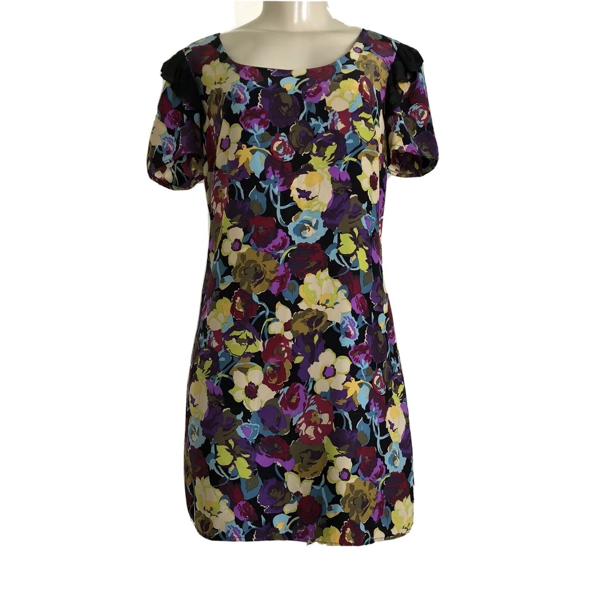 ワンピース Betsey Johnson/Floral Silk Dress Rare BETSEY JOHNSON 4 Dress Multi Color Floral SILK Party Shift