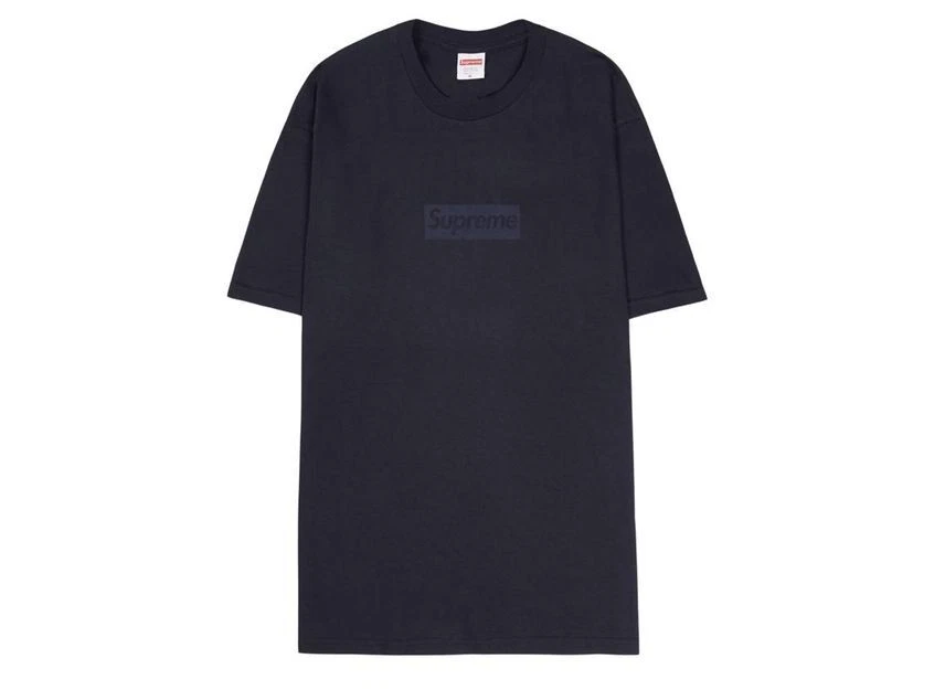Tee shirt bleu marine logo boîte tonale suprême