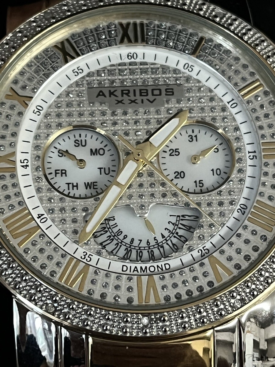 New AKRIBOS XXIV Men s Luxury Watch AK894 TTG Silver Gold WR5ATM Chronograph eBay