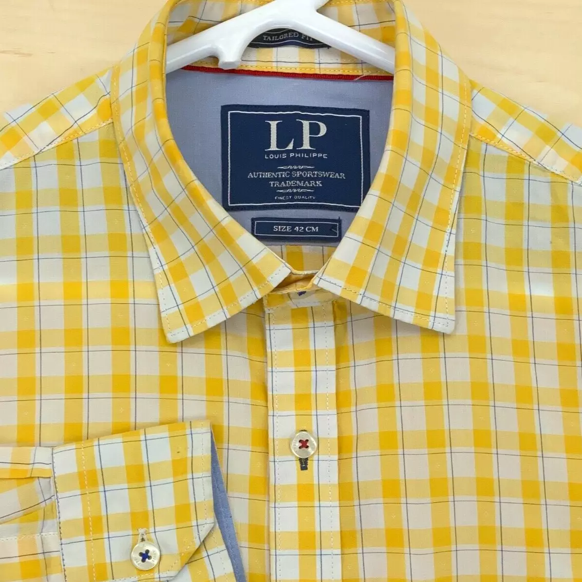 Louis Philippe Button Up Shirt Mens US Extra Large 42 CM Long Sleeve Yellow*