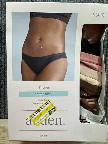 Auden Panties Women's Small (4-6) 6-Pack Print Thong Cotton Blend New
