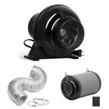 4 Inch 195 CFM Inline Fan & Air Carbon Filter & 8 Feet Ducting and Rope Hanger