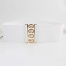 Women Elastic Waist Cover Belt With Goldern Buckle for Casual Party Wear