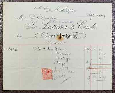 1917 Latimer & Crick, Corn Merchants, Marefair, Northampton Rechnung