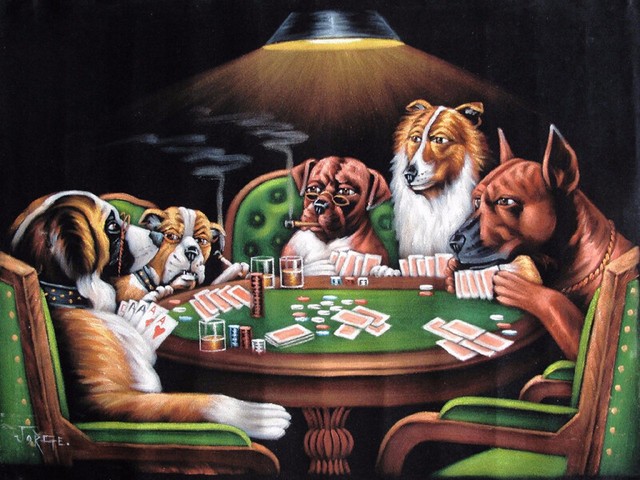 dogs playing poker art