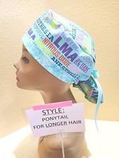 Anesthesia 1 Women's Ponytail Surgical Scrub Hat/Cap Handmade
