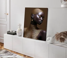 African Fashion Girl Closeup Stretched Canvas 40x50cm Print