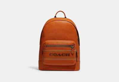 Coach back pack hand bag. With orange stripe Coach womens backpack leather red orange Barrow bag varsity  main image 4