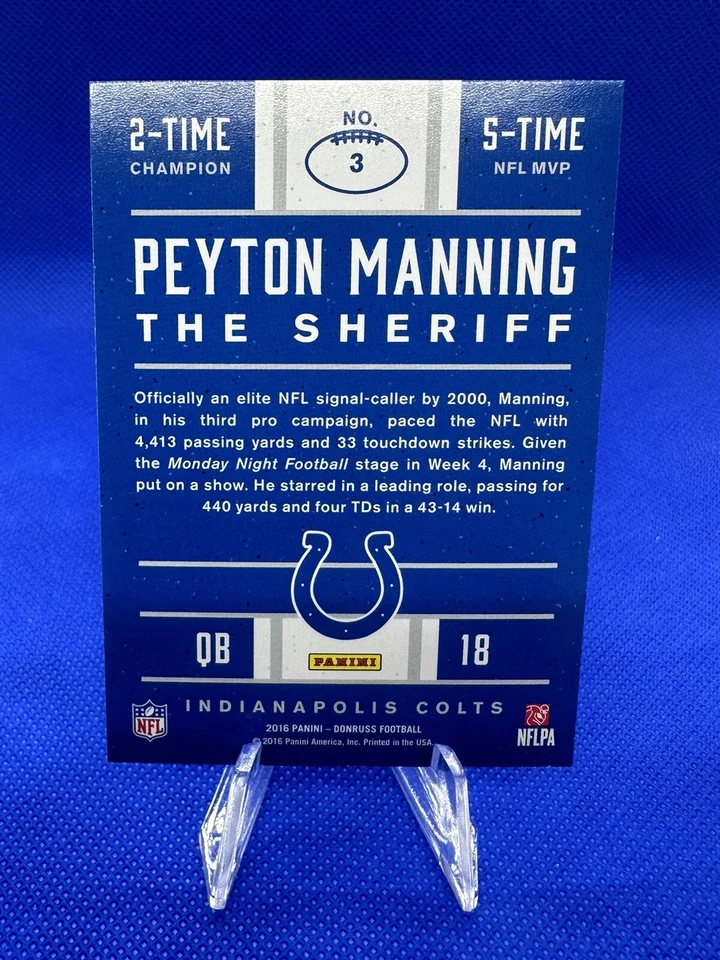 2016 Donruss #3🔥Peyton Manning🔥Peyton Manning 2000 The Sheriff Tribute🔥 - Image 2 of 2