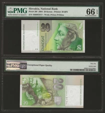 SLOVAKIA 20 Korun 2004, P-20f, PMG 66 EPQ Gem UNC.  WS