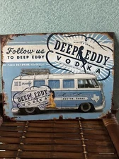Rare Deep Eddy Vodka Authentic Tin Sign Volkswagen Bus Advertising 2012 Austin