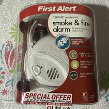 NEW! First Alert Smoke and Fire Alarm 120V AC Hardwired w/9V Battery Backup