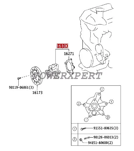 1610029196 原始设备制造商 Dayco 发动机水泵 适用于丰田 Yaris Prius Echo Scion xA 1.5L — 第 3/3 张图片