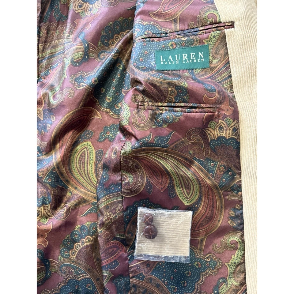 Jaqueta de veludo masculina vintage Lauren Ralph Lauren blazer bronzeado tamanho 42S 100% algodão - Imagem 4 de 4