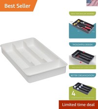 Small Utensil Silverware Kitchen Drawer Organizer, White