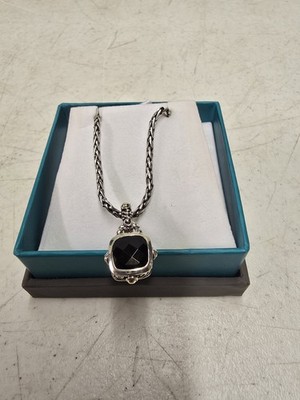 Effy BH 18k Sterlingsilber 925 schwarzer Onyx Anhänger 18'' Kette Halskette Box & Etikett