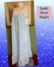EILEEN WEST E5225037  BLUE DITSY  SLEEVELESS COTTON LAWN NIGHTGOWN  SMALL