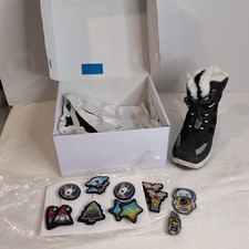 Dream Pairs boys snow boots faux fur lining Badges size 8 slip resistant black