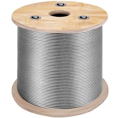 VEVOR T316 500Ft Stainless Steel Cable 1/8'' Cable Railing Wire Rope Cable 7x7