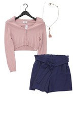Completo moda donna taglia S con cardigan taglia S, shorts taglia S e collana