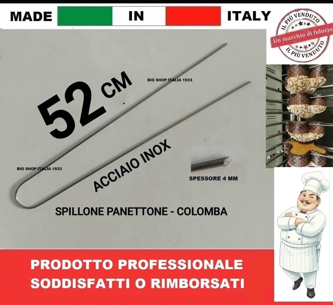 BLACK FRIDAY SPILLONE CM. 52 PANETTONE COLOMBA ACCIAIO INOX 4MM PROFESSIONALE 
