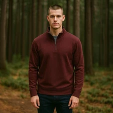 Ted Baker Mens 1/4 Zip Pullover Sweater Size Small Burgundy New With Tags