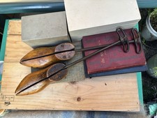 Pair of Vintage Wooden Shoe Stretchers with Metal Turn Handle Geo E Belcher 