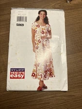 See & Sew Pattern 5059 Misses’ Dress Loose Fit Size 12-16 UNCUT Free Shipping