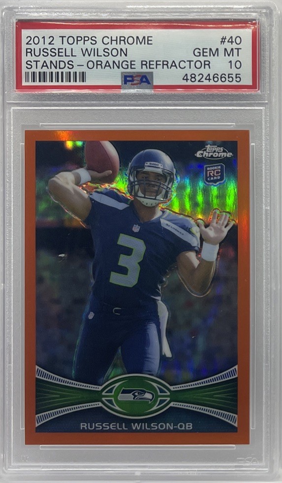 2012 TOPPS CHROME STANDS-ORANGE REFRACTOR #40 RUSSELL WILSON ROOKIE RC PSA 10