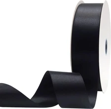 1-1/2 Inch Wide 100 Yards Double Face Black Satin Ribbon Black Fabric Ribbon for