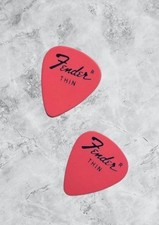 👀Fender Thin Pink Celluloid Guitar z lat 70. zestaw 2 vintage/rzadki. EX